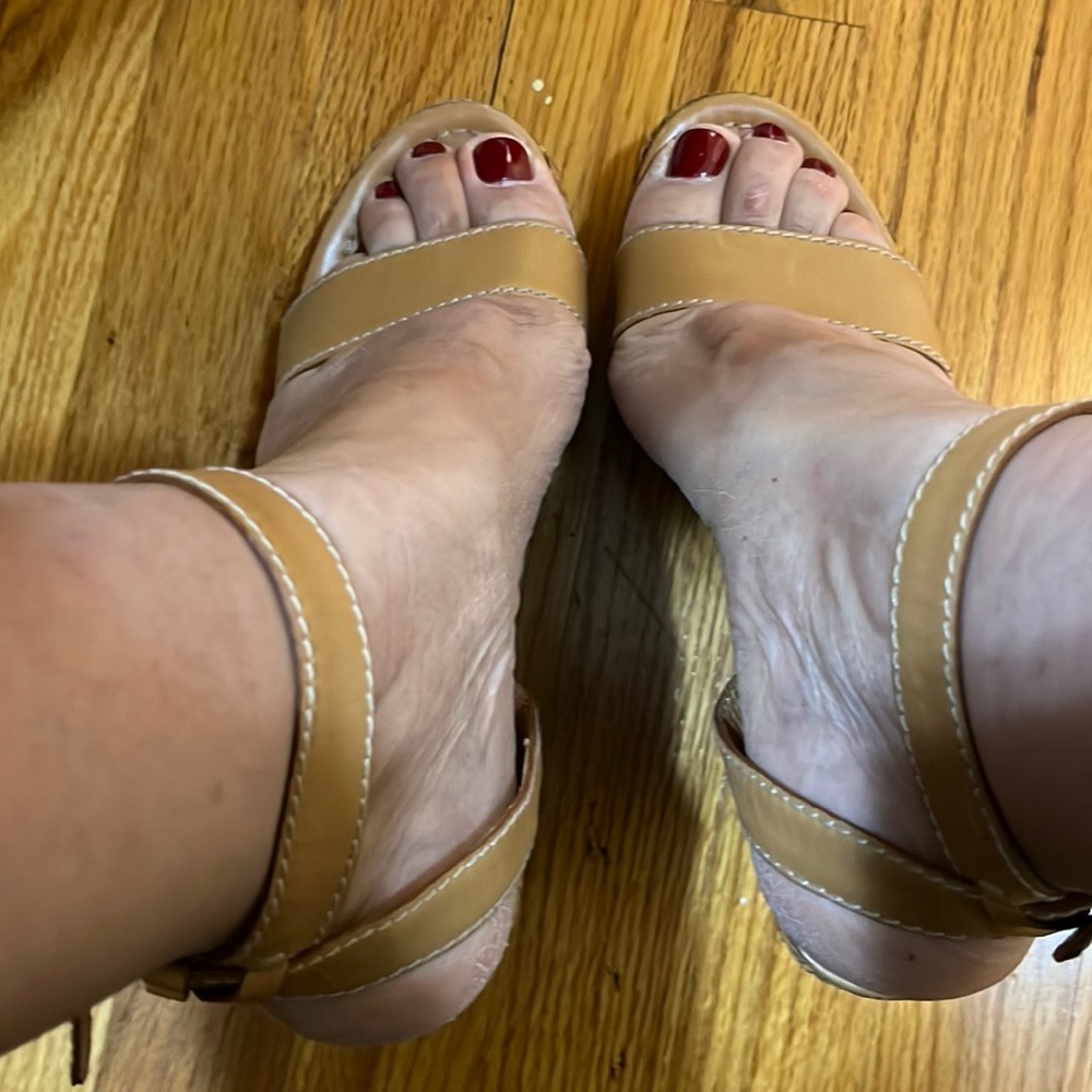 Wedge tan sandals